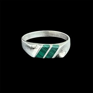Vintage Taxco Mexico sterling silver malachite ring Size 8